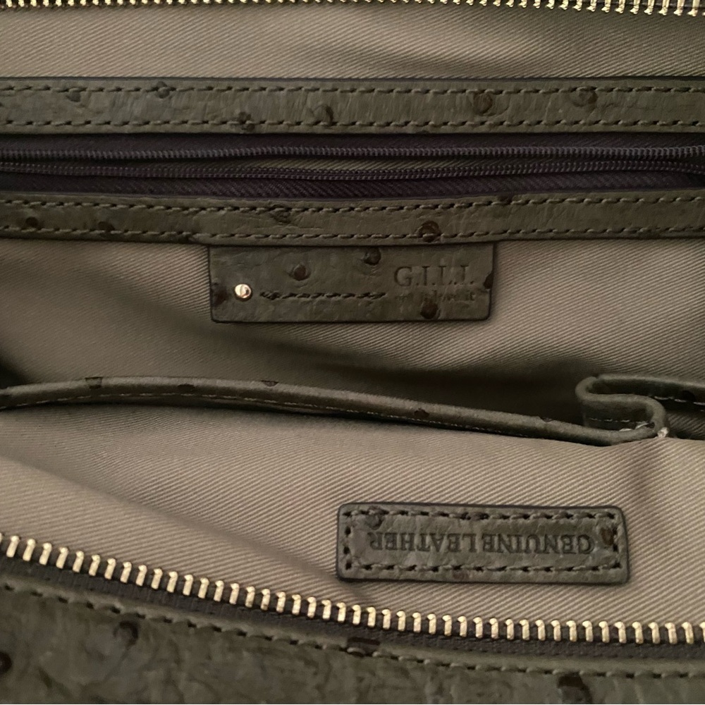 G.I.L.I. Olive Green Ostrich-Embossed Satchel with Tassel - Picture 4 of 16